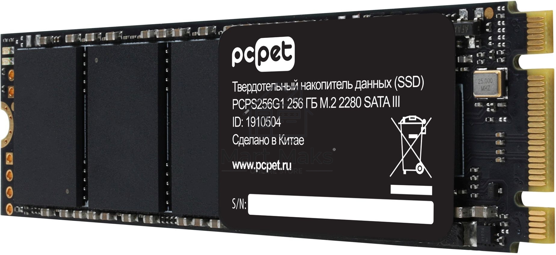 Накопитель SSD PC PET PCPS256G1, 256GB, SATA-III, M.2 2280, R/W 500/420