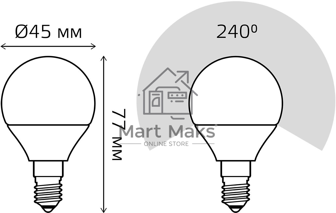 Лампа светодиодная LED 8Вт E14 220В 2700К Elementary шар 53118 Gauss