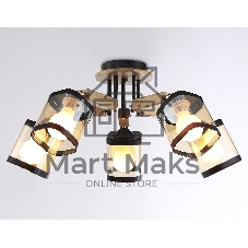 Светильник Ambrella light TR9529/5 BK/GD/TI черный/золото/янтарь E27*5 max 40W D670*260