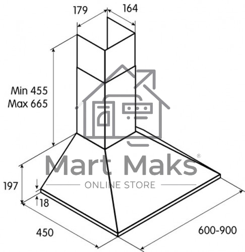 Вытяжка каминная Jetair GAIA CR/A/60 кремовая, 60 см, 650 куб. м/ч, 59 дБ