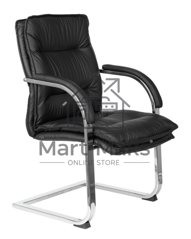 Кресло офисное Бюрократ T-9927SL-LOW-V/BLACK черный, кожа, на полозьях