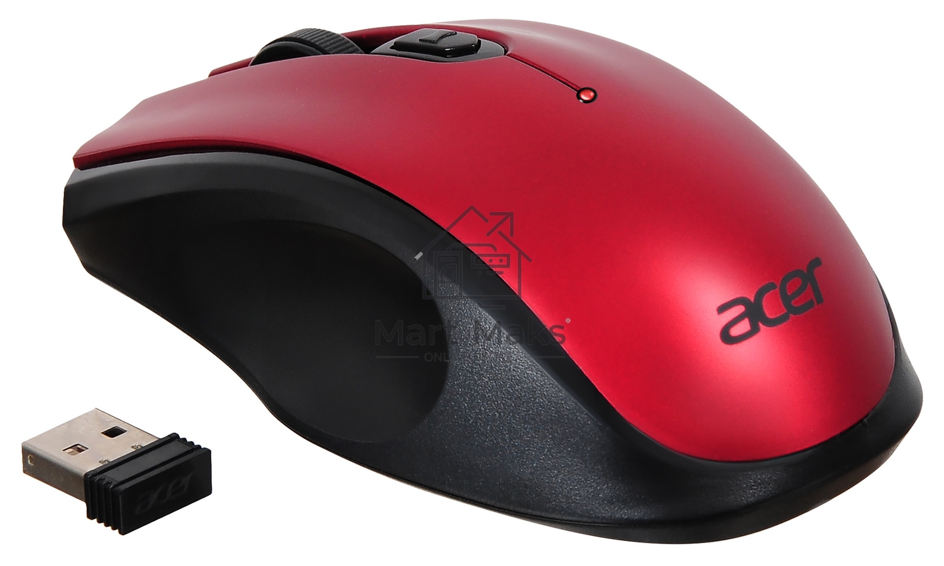 Мышь беспроводная Acer OMR032 черный/красный, 1600 dpi, радиоканал, USB, кнопки - 4