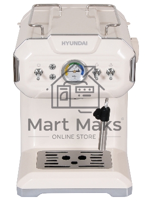 Кофеварка рожковая Hyundai HEM-5300 бежевый/серебристый, исп. кофе - молотый, 1.5 л, 850 Вт, 20 бар