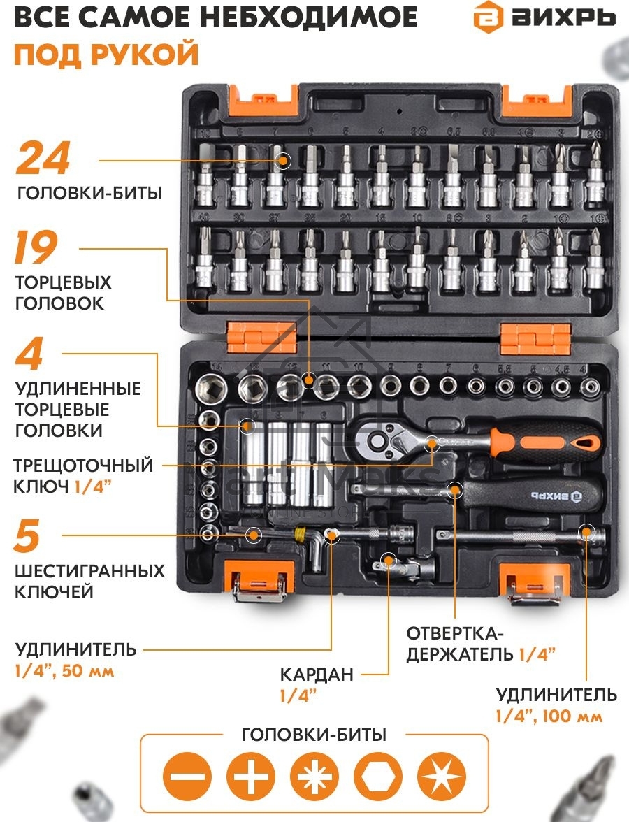 Набор инструментов ВИХРЬ 1/4