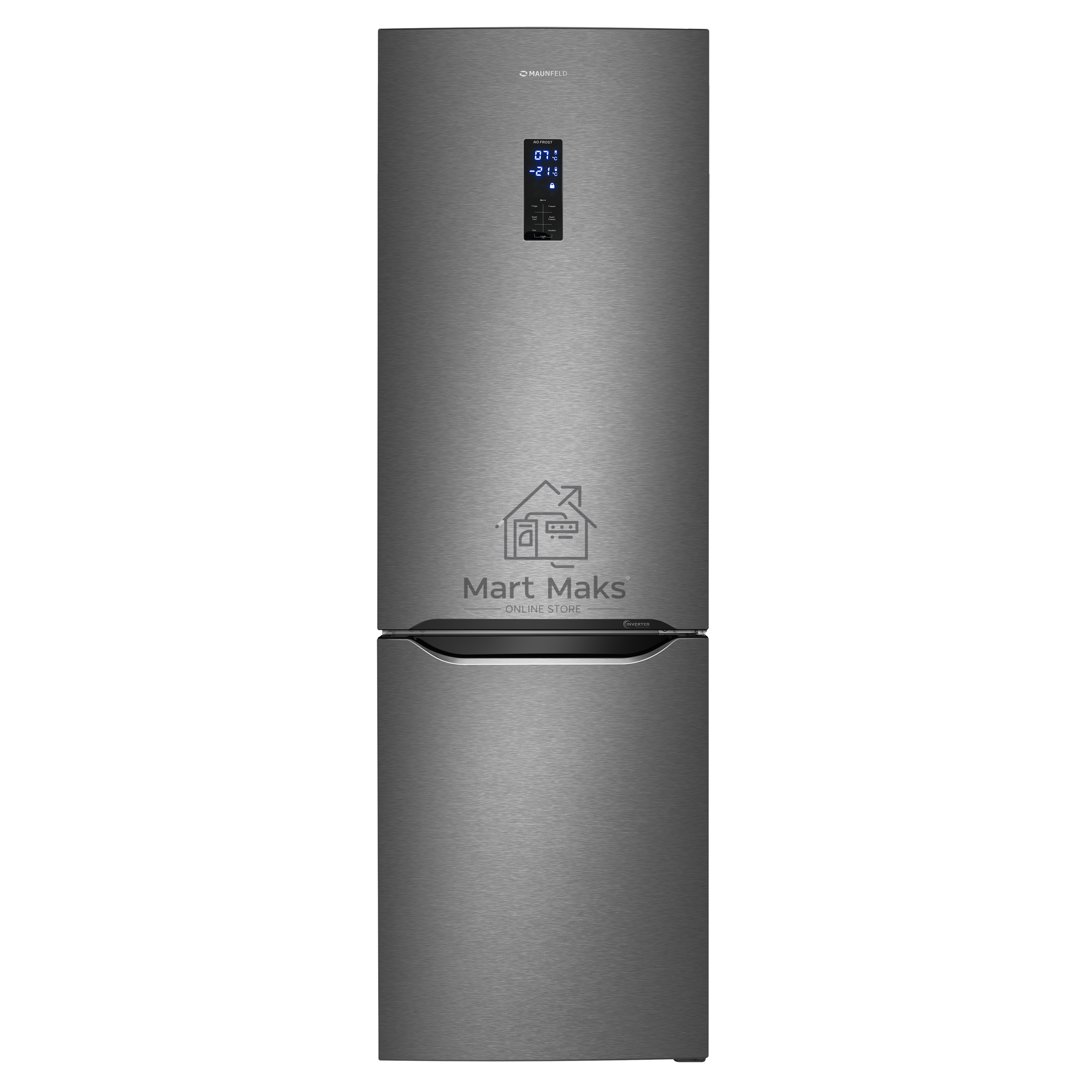 Холодильник Maunfeld MFF187NFIX10 нержавеющая сталь двухкамерный 232/98л морозилка снизу