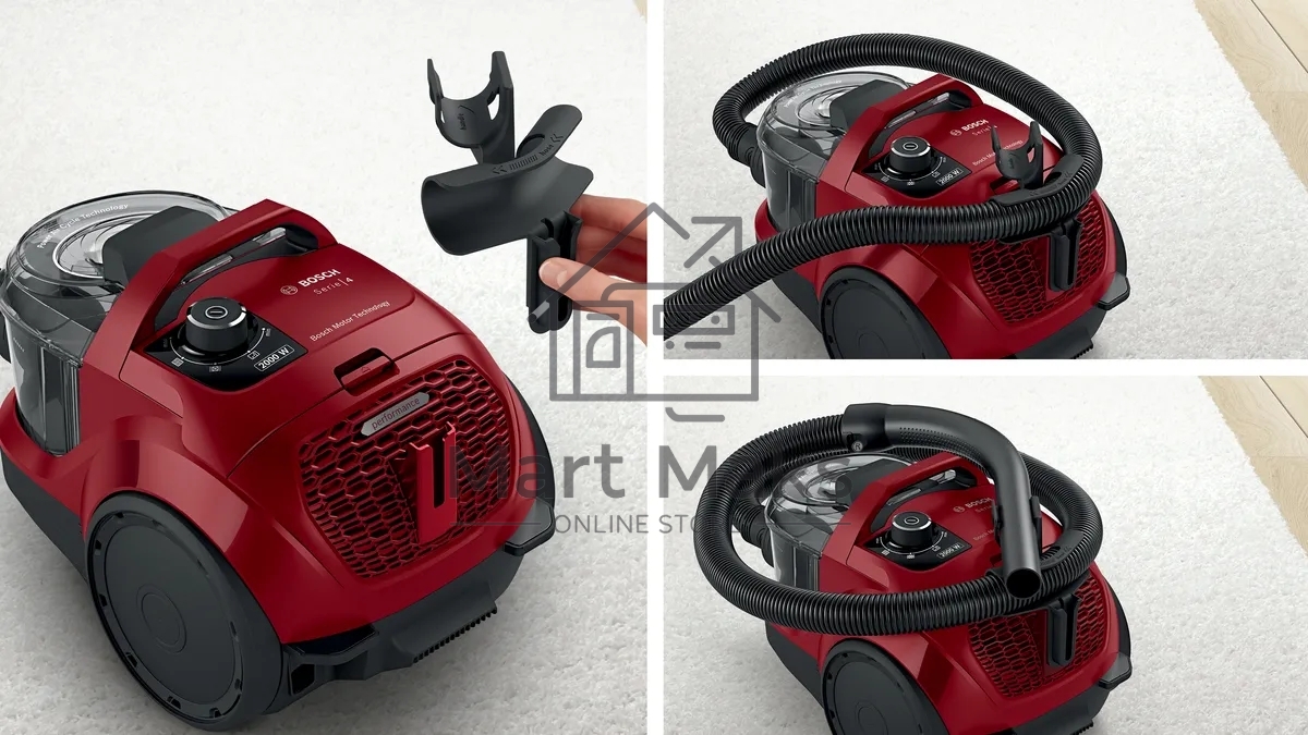 Пылесос Bosch BGS21WX200 красный, 2000 Вт, уборка сухая, пылесборник контейнер, 2 л