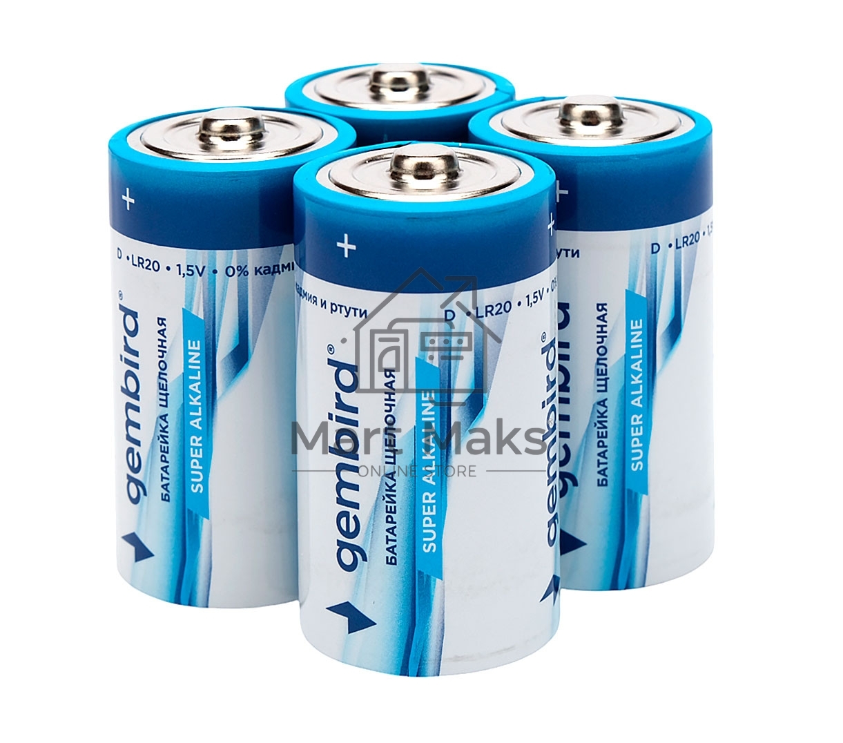 Батарейки щелочные/алкалиновые Gembird GB-LR20-4B, тип D(LR20), 4шт, коробка