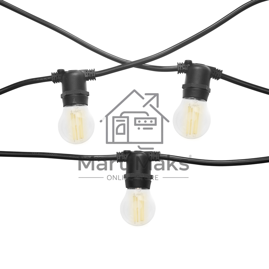 Гирлянда Белт Лайт Gen-Beltlight-10M-30E27-IP65 Black (Шаг 30См/16а/2*1,5mm +3m шнур)