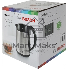 Чайник электрический Bosch TWK3P420 черный, 1.7 л, 2400 Вт, скрытый нагревательный элемент