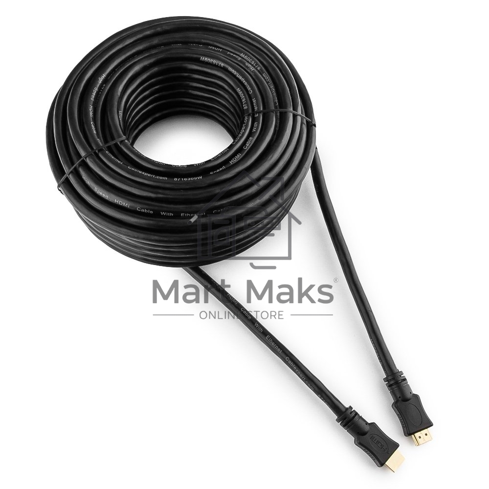 Кабель Cablexpert HDMI CC-HDMI4-20M, 19M/19M, v2.0, медь, позол.разъемы, экран, 20м, черный, пакет
