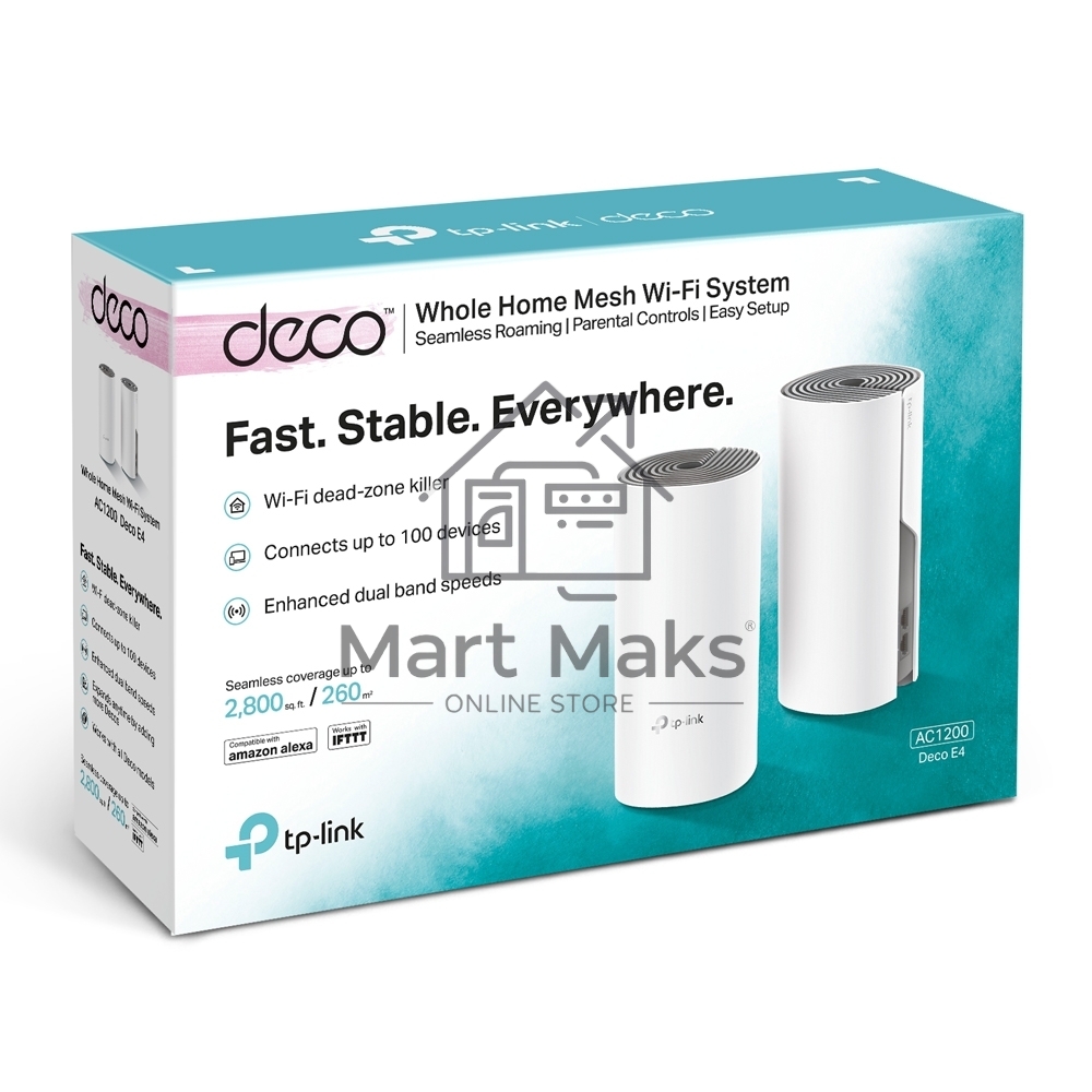 Роутер TP-LINK DECO E4(2-PACK) AC1200 Домашняя Mesh Wi-Fi система