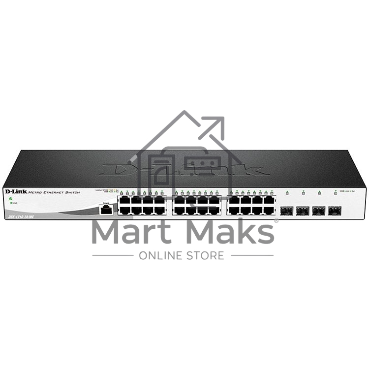 Управляемый коммутатор D-Link DGS-1210-28/ME/A2A2 уровня с 24 портами 10/100/1000Base-T и 4 портами 1000Base-X SFP