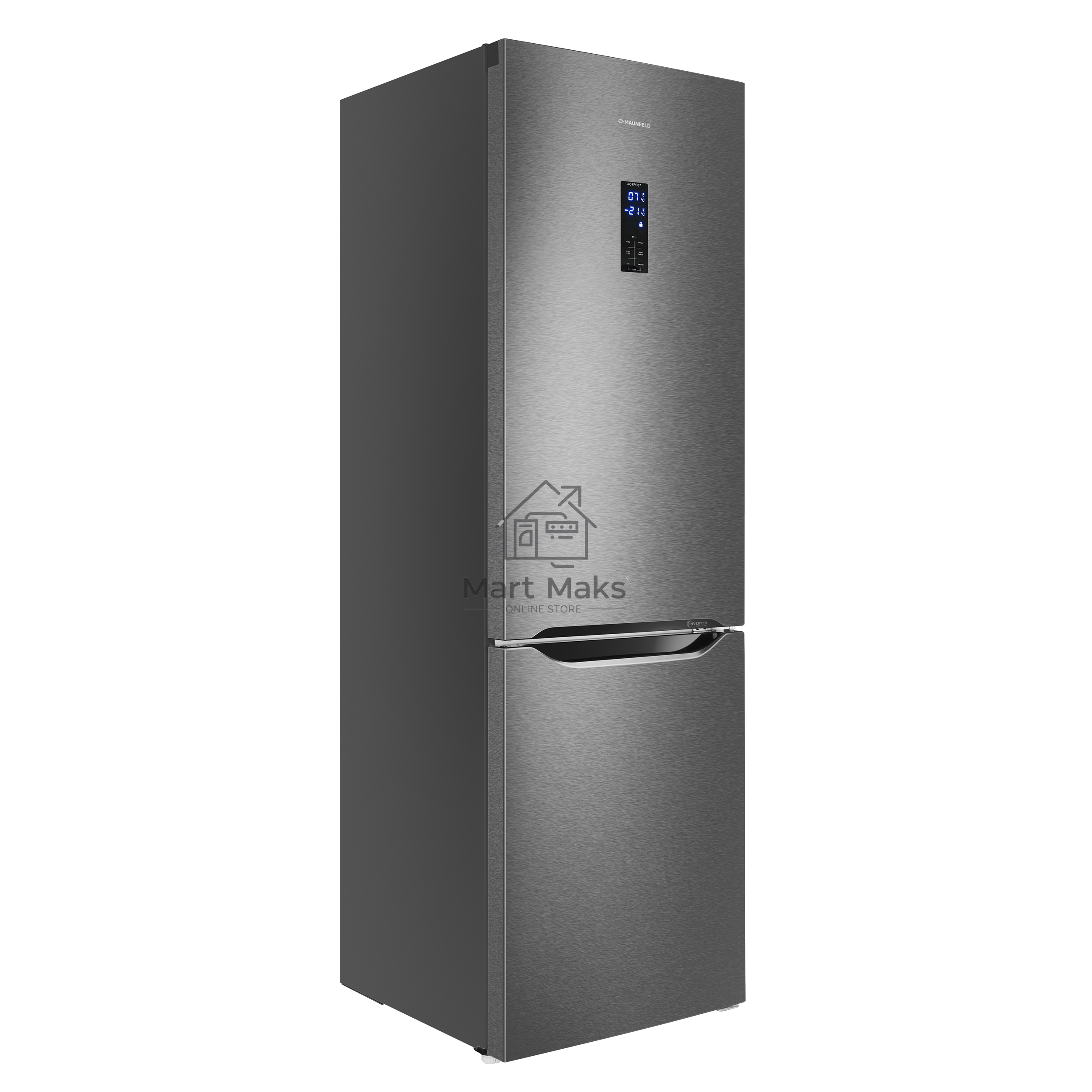 Холодильник Maunfeld MFF187NFIX10 нержавеющая сталь двухкамерный 232/98л морозилка снизу