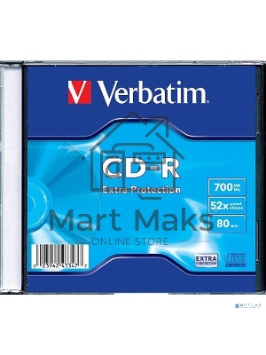 Диск CD-R Verbatim 700Mb 52x Slim case (1шт) (43347)
