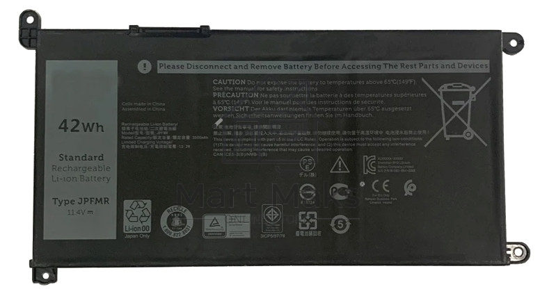 Аккумуляторная батарея для ноутбука Dell Chromebook 3100 (JPFMR) 11.4V 42Wh