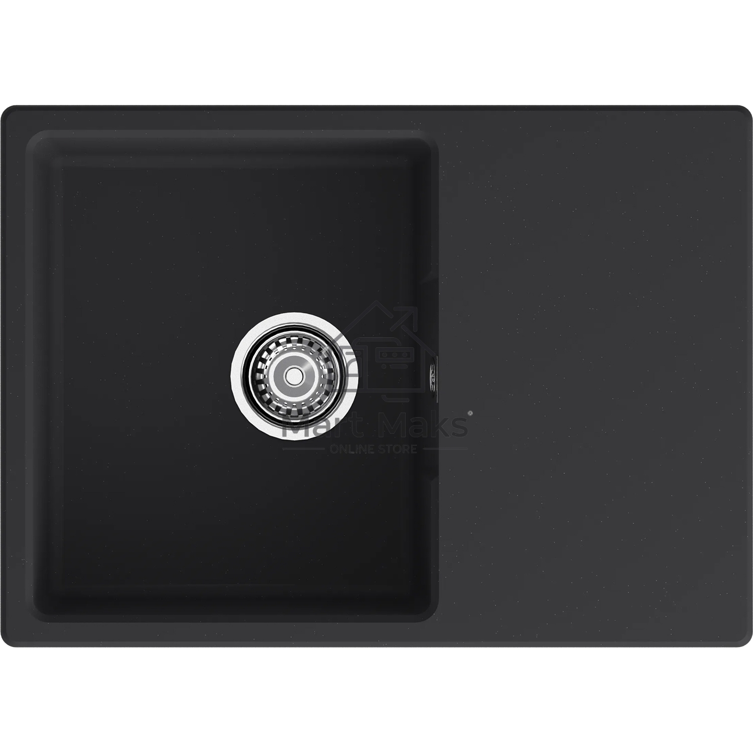 Мойка URBAN 668L black 1-чаша+крыло 680*490мм, монтаж: врезной, материал: кварц, черный