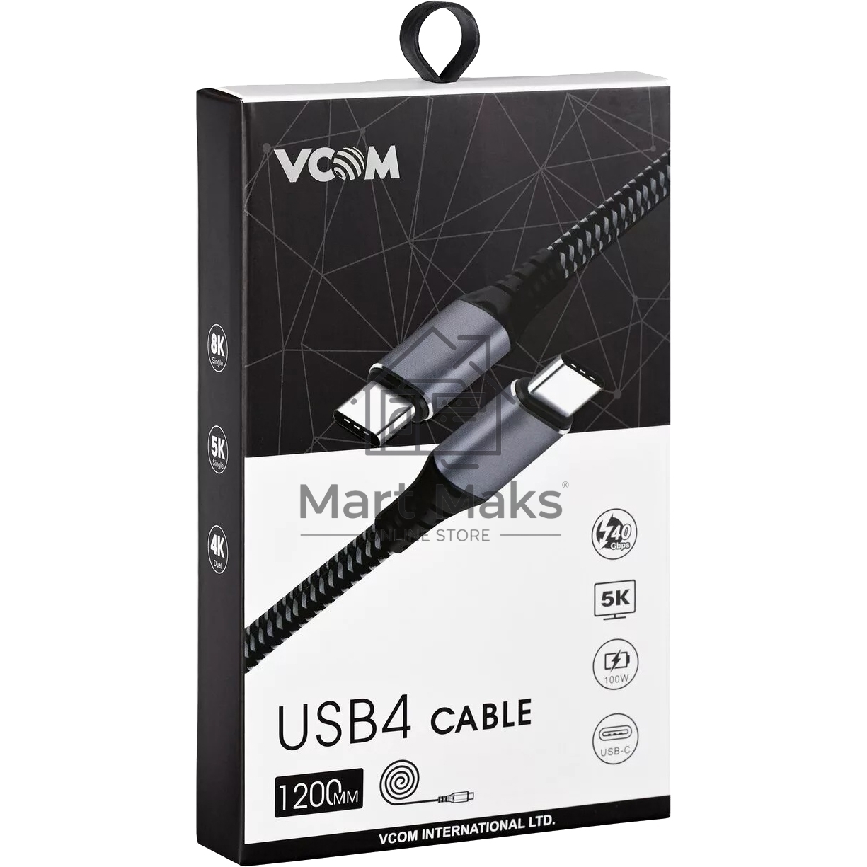 Кабель Thuderbolt4/ USB4 Type C, 5K@60Hz, 40GBps, PD 100W, 5A, VCOM, 1.2м <CU540M-1.2M>