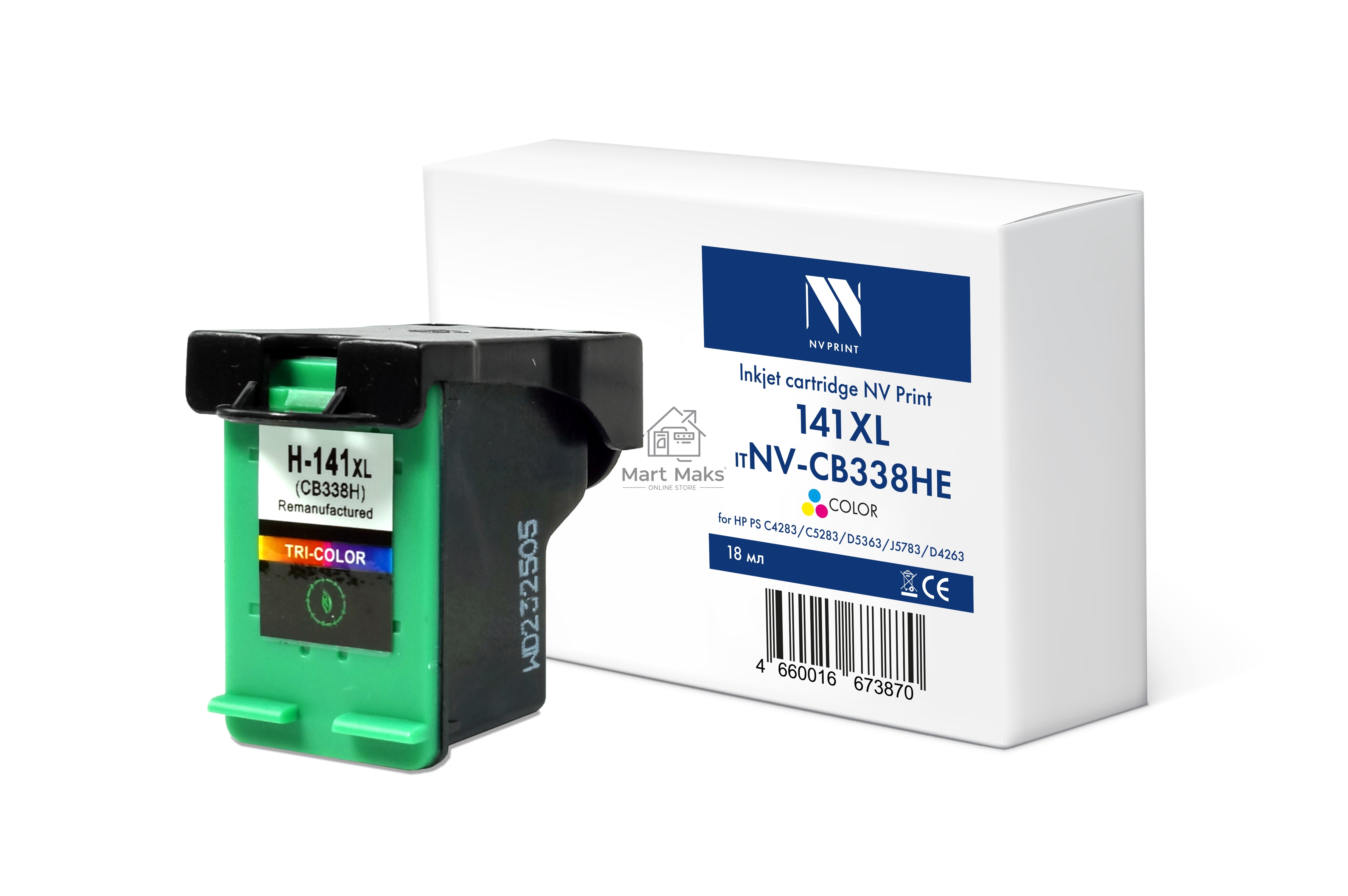 Картридж струйный NVPrint 141XL (NV-CB338HE) Color для HP PS C4283/C5283/D5363/J5783/D4263 (18 мл) совместимый