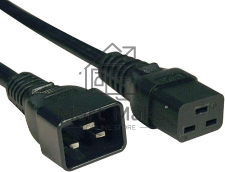 Кабель питания IEC 320 C19 - IEC 320 C20 (3x1.5), 16A, прямая вилка, 1м, цвет черный Hyperline PWC-IEC19-IEC20-1.0-BK
