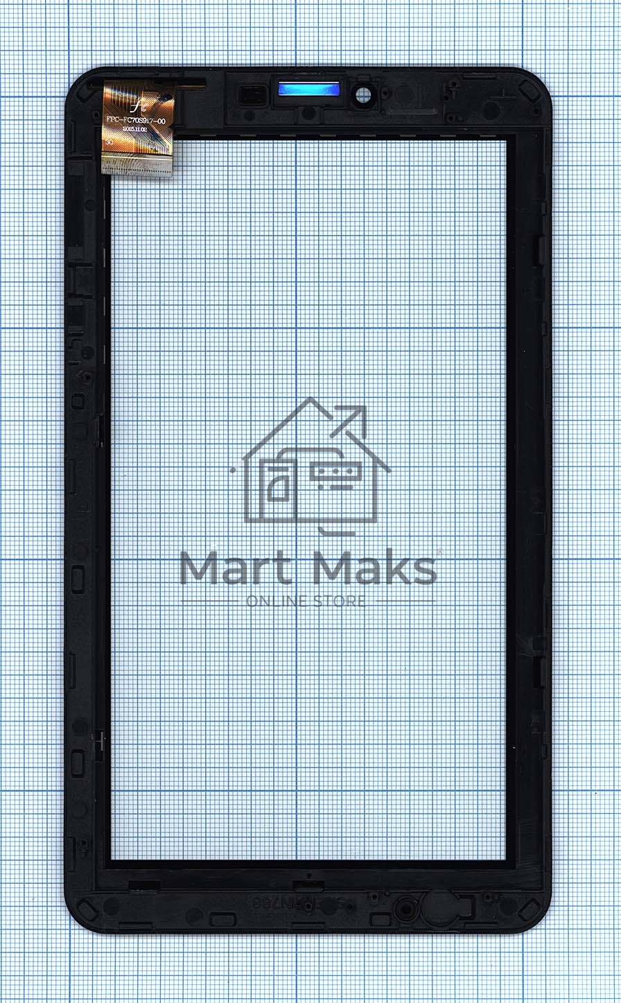 Сенсорное стекло (тачскрин) для Irbis TZ51, черное с рамкой