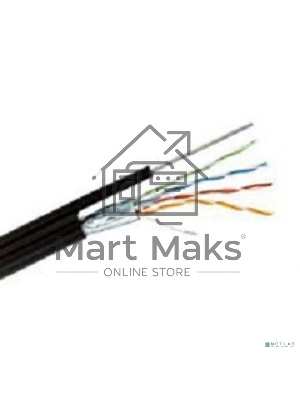 Кабель витая пара F/UTP, категория 5e, PE, 4PR, 24AWG, внешний, черный, с тросом, 305 м