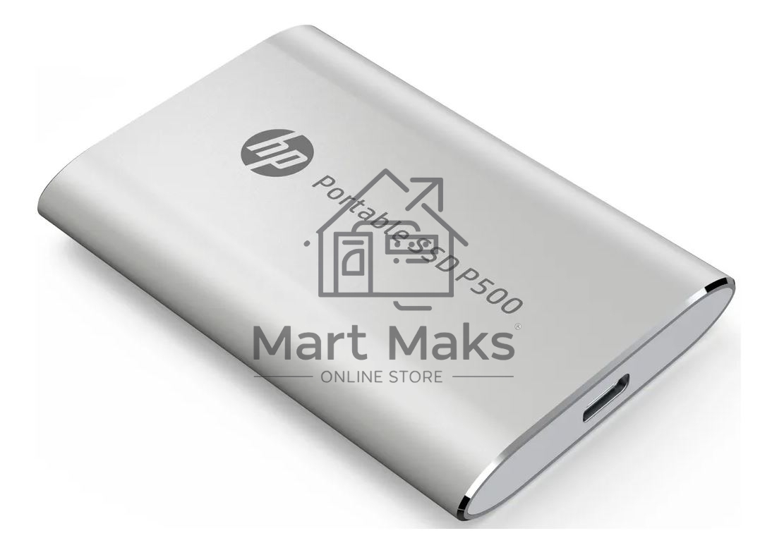 Портативный твердотельный накопитель HP P500, USB 3.2 gen.2 / USB Type-C / USB Type-A, OTG, 1 ТБ, R420/W260, серебряный