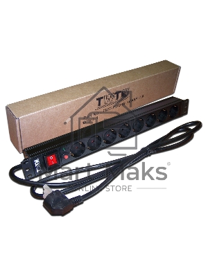 Блок распределения питания Lanmaster TWT-PDU19-16A8P-3.0 гор.размещ. 8xSchuko базовые 16A C14 3м