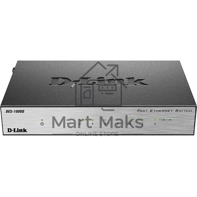 Неуправляемый коммутатор с 8 портами 10/100Base-TX D-Link DES-1008D/(K2A/K3A)RU/J1A/J2A/L2A/L2B