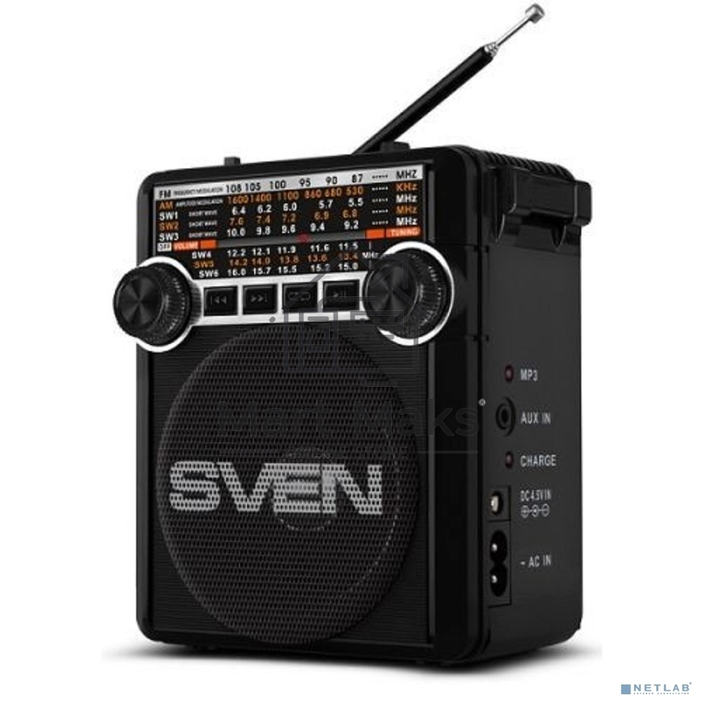 Радиоприемник АС SVEN SRP-355, черный (3 Вт, FM/AM/SW, USB, SD/microSD, фонарь, встроенный аккумулятор) АС SVEN SRP-355, черный (3 Вт, FM/AM/SW, USB, SD/microSD, фонарь, встроенный аккумулятор)