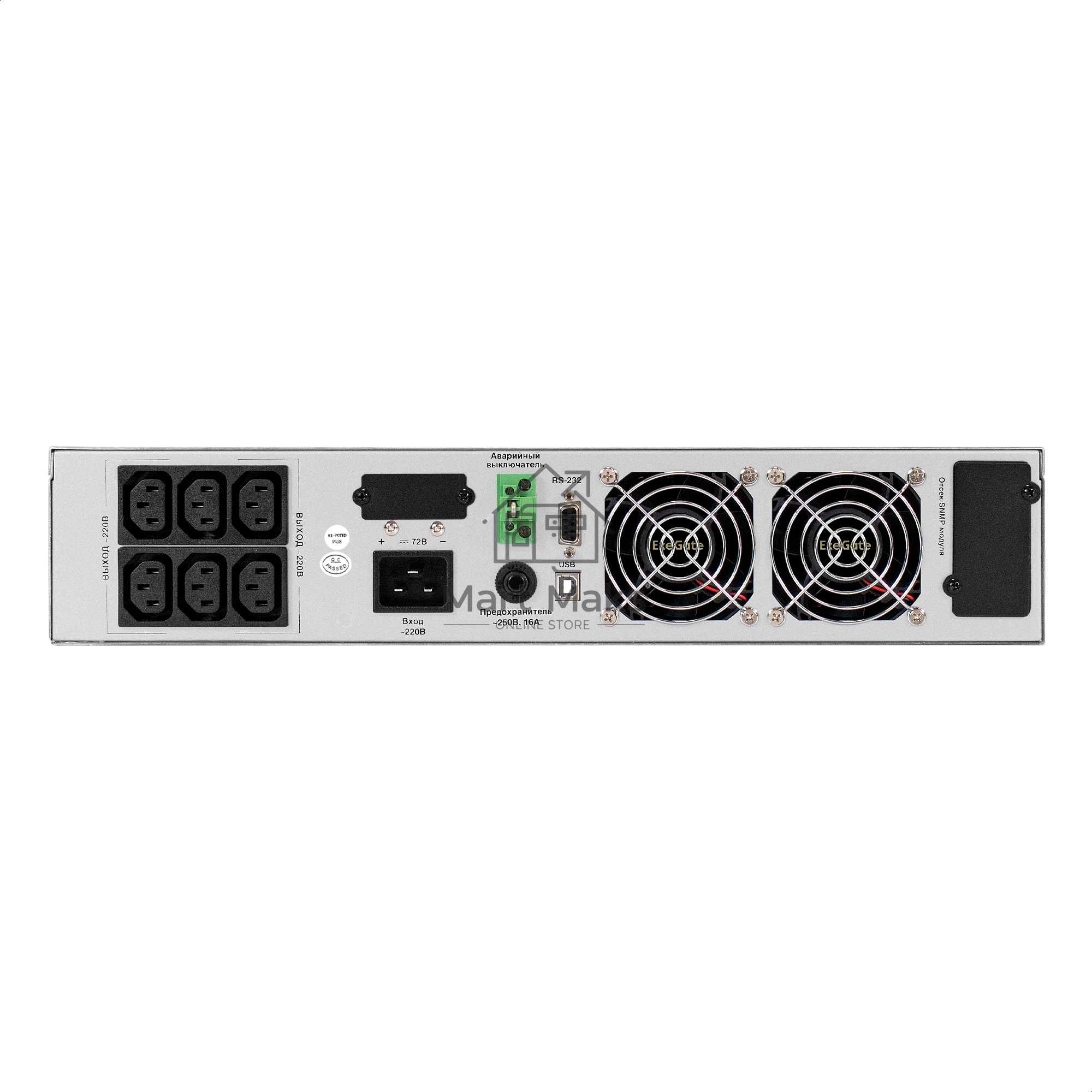 Источник бесперебойного питания On-line ExeGate PowerExpert ULS-2000.LCD.AVR.6C13.USB.RS232.SNMP.BC.2U <2000VA/2000W, On-Line, PF=1, LCD, 6*C13, RS232, USB, SNMP-slot, встроенные батареи 12V 7.2Ah - 6шт, батарейный коннектор, подключение до 4 внешних бата