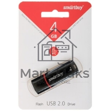 Флешка USB Smartbuy Crown black (SB4GBCRW-K), 4Gb, USB 2.0, R/W 25/15, черный/красный