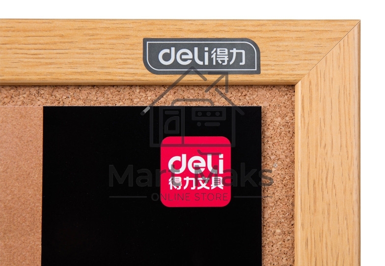Доска пробковая Deli 8765 пробка желтый 90x120 см деревянная рама