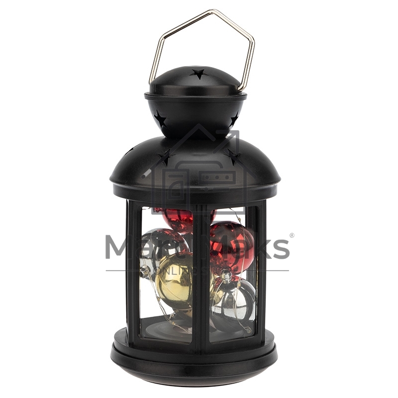 Декоративный фонарь с шариками NEON-NIGHT 12х12х20,6 см, черный корпус, теплый белый цвет свечения NEON-NIGHT