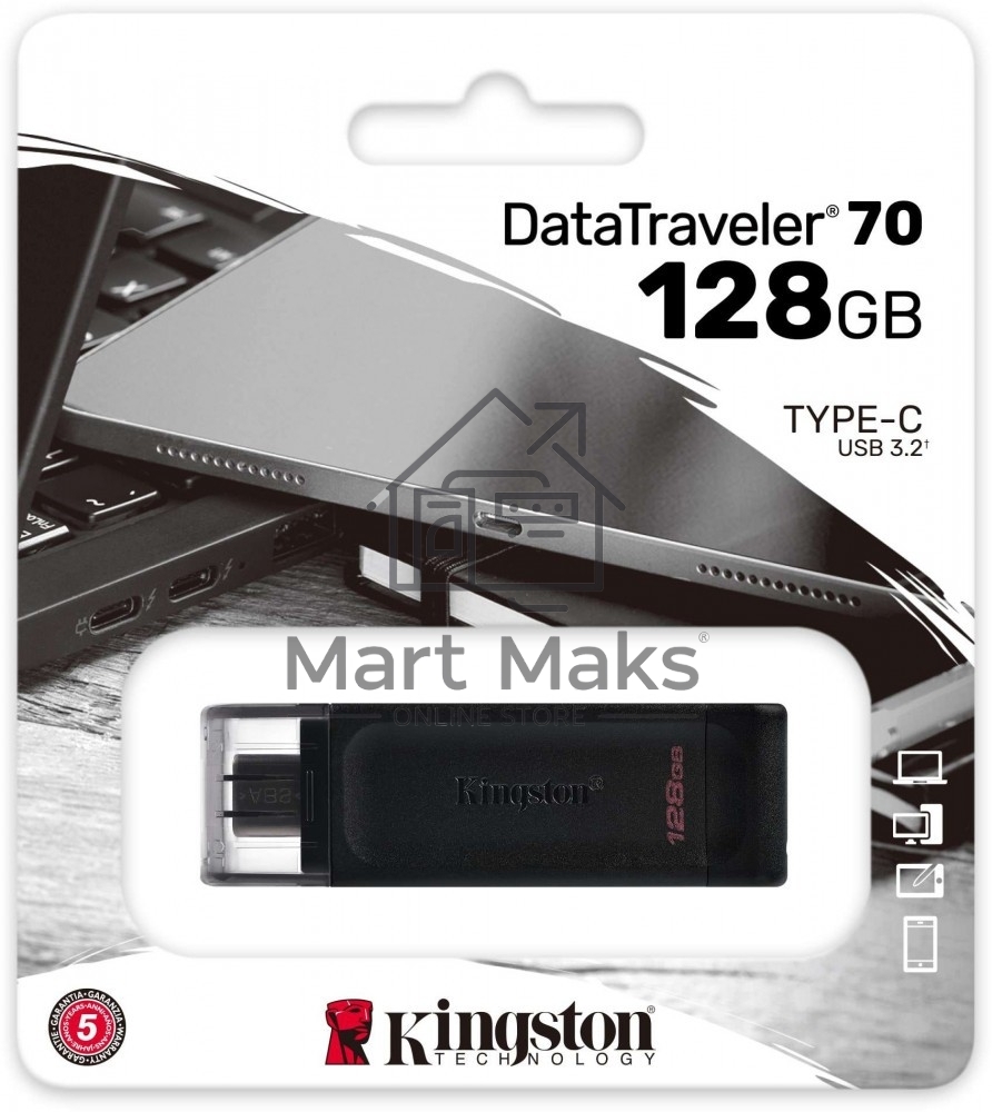 Флешка USB R/W R/W Kingston 128Gb DataTraveler DT70 <DT70/128GB>, USB-C 3.2 Gen 1