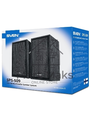 Акустическая система 2.0 (2x3W, USB+БП) дерево, черный SVEN SPS-509