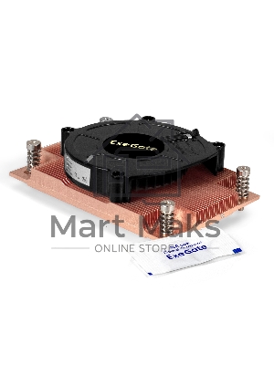 Кулер для процессора ExeGate ESNK-P0062AP4v2.PWM.1U.SP3.Cu медный, 80 мм, медь, 6300 об/мин, 63 дБ, 4 pin, 165 Вт, 27 мм