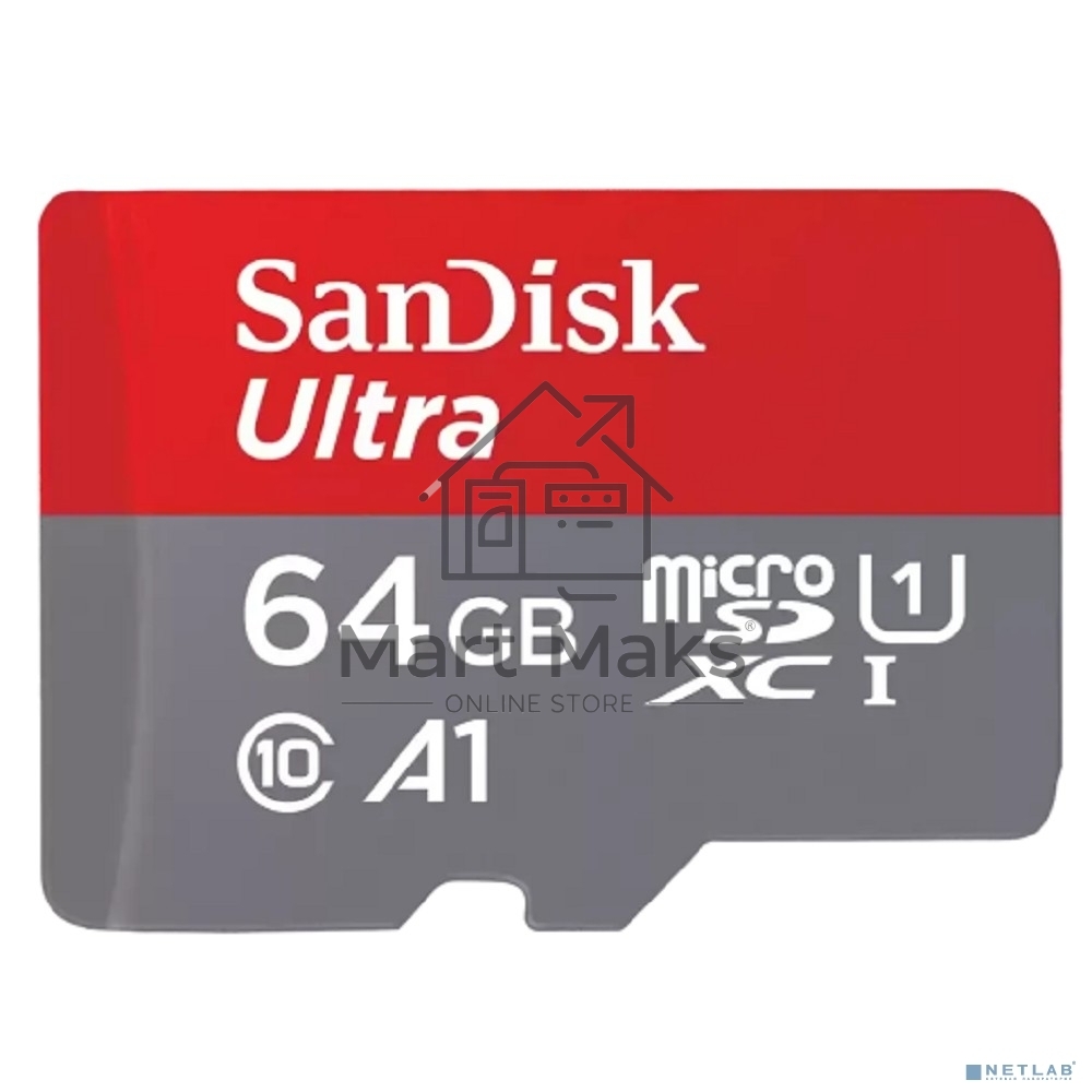 Флеш карта microSDXC 64GB SanDisk Ultra Class 10, UHS-I, R 140 МБ/с