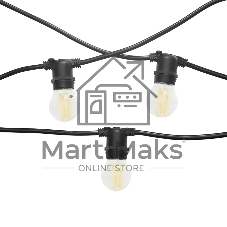 Гирлянда Белт Лайт Gen-Beltlight-20M-50E27-IP65 Black (Шаг 40См/16а/2*1,5mm +1,5m шнур)