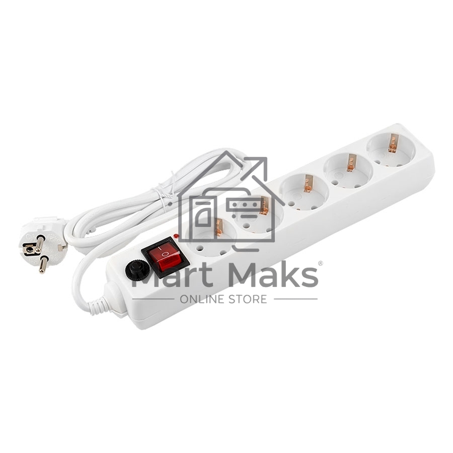 Сетевой фильтр General GPS-5-16-3x1-150-W, 5 мест, 16А, 3x1 мм2, 1,5 м, белый