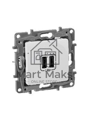 Зарядное устройство с двумя USB-разьемами 240В/5В 2400мА, Etika, белый Зарядное устройство с двумя USB-разьемами 240В/5В 2400мА, Etika, белый