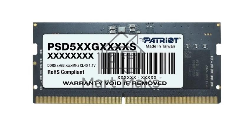 Оперативная память Patriot Signature, DDR5, 8GB (1x8 GB), 5600 MHz, CL46, SO-DIMM