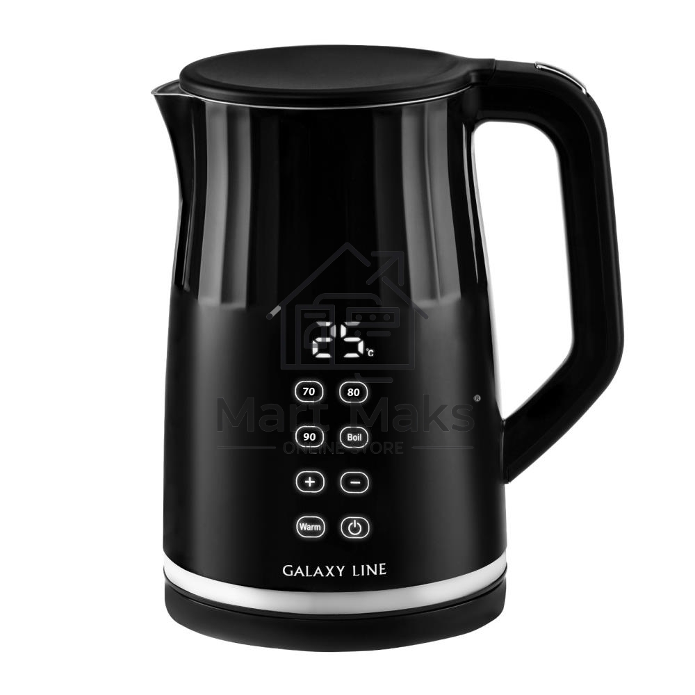 Чайник электрический Galaxy Line GL 0337, черный, пластик, 2200 Вт, 1,7 л