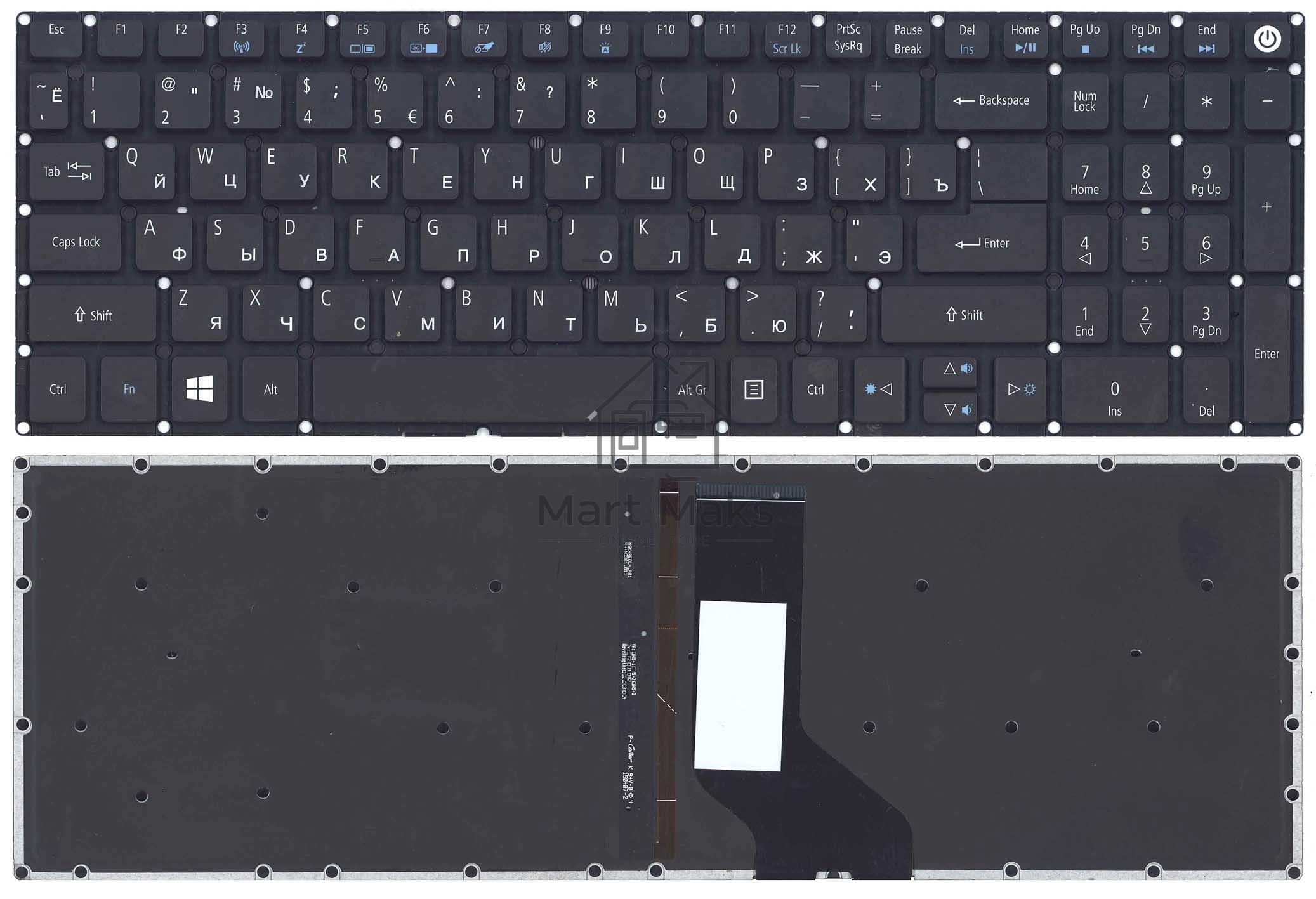 Клавиатура для ноутбука Acer Aspire E5-573 /Nitro VN7-572G VN7-592G черная с подсветкой