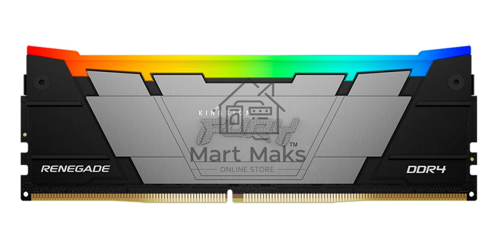 Оперативная память Kingston Fury Renegade, DDR4, 32GB (4x8GB), 3200MHz, CL16, DIMM, с радиаторами, RGB, серебристый/черный