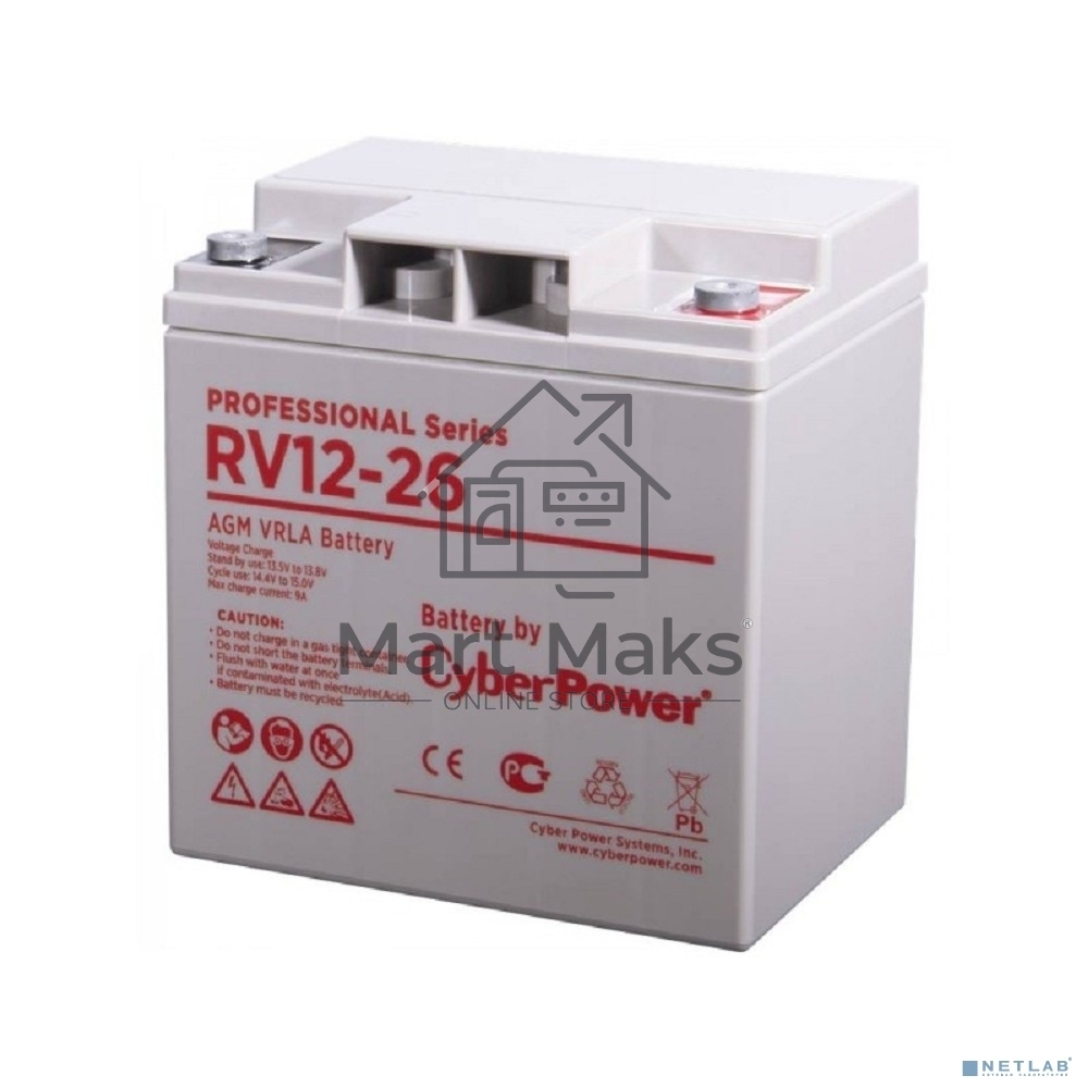 Аккумуляторная батарея PS CyberPower RV 12-26 / 12 В 26 Ач Battery CyberPower Professional series RV 12-26 / 12V 26 Ah