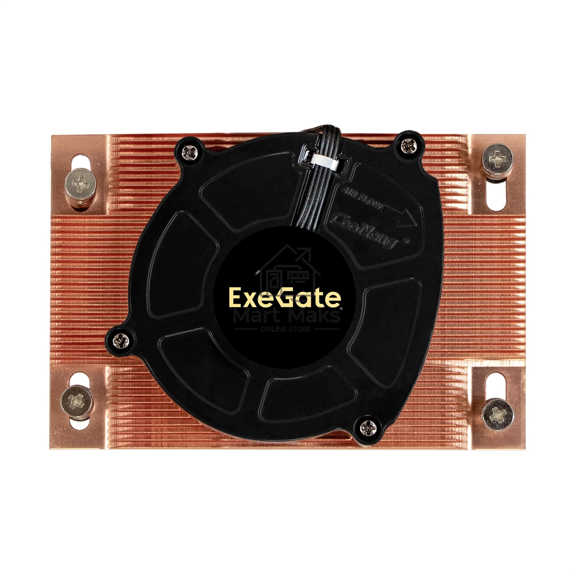 Кулер для процессора ExeGate ESNK-P0062AP4v2.PWM.1U.SP3.Cu медный, 80 мм, медь, 6300 об/мин, 63 дБ, 4 pin, 165 Вт, 27 мм