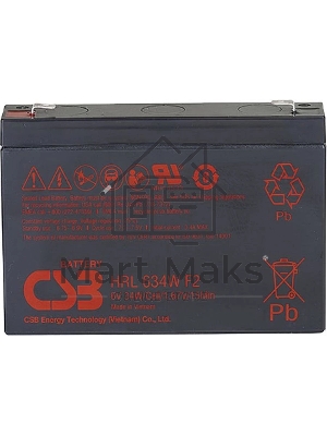 Аккумулятор 6V 9Ah CSB HRL634W (HRL634WF2FR) клеммы F2, огнеупорные