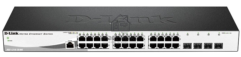Управляемый коммутатор D-Link DGS-1210-28/ME/A2A2 уровня с 24 портами 10/100/1000Base-T и 4 портами 1000Base-X SFP