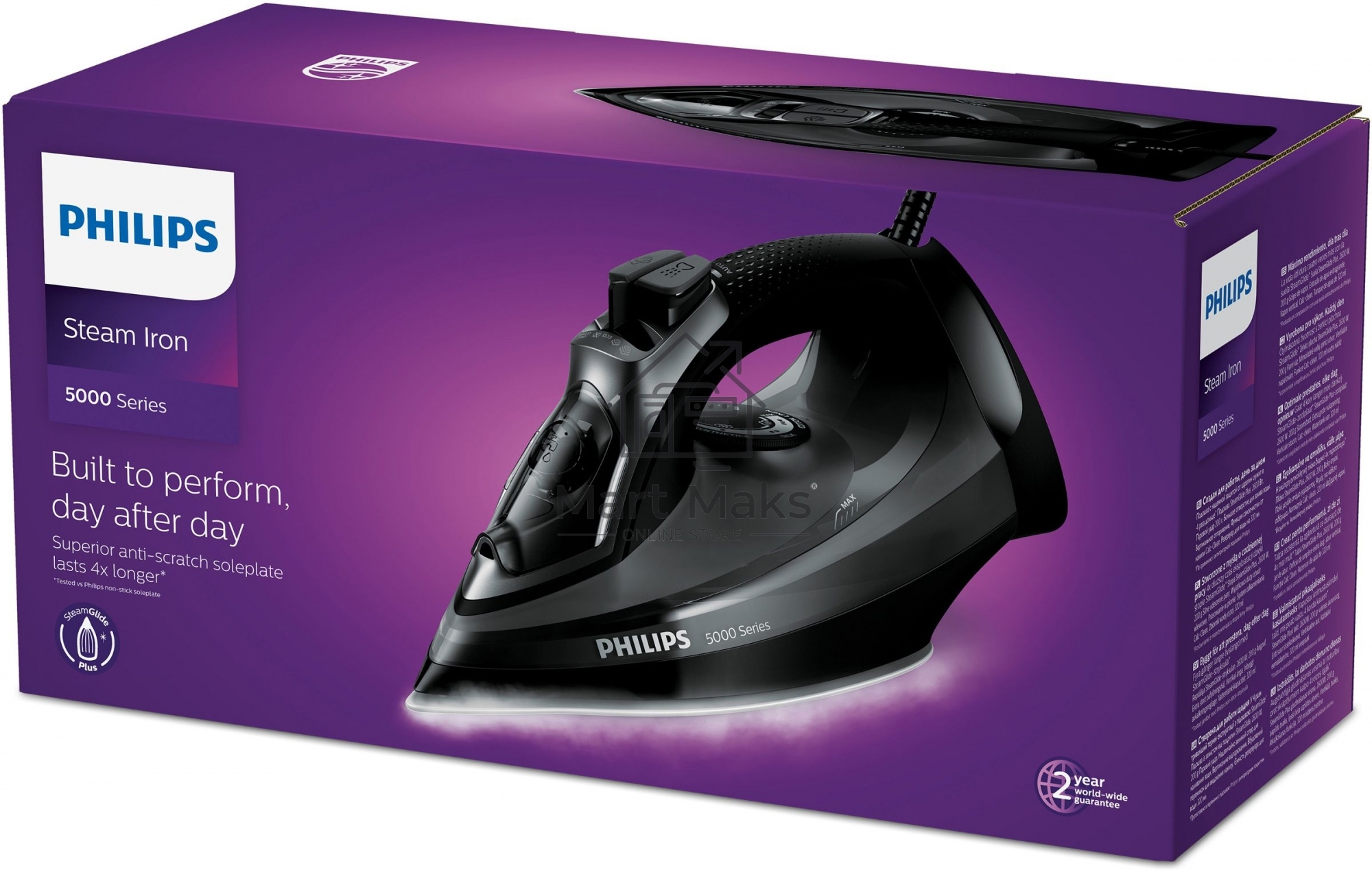 Утюг электрический Philips 2400 Вт, удар 200 г, пар 45 г/мин, SteamGlide Plus