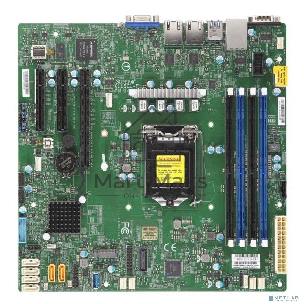 Материнская плата Supermicro MBD-X11SCL-F-B, LGA 1151, Intel C242, 4xDDR4, 6xSATA, 1xM.2, 1xPCI-E 3.0 x16, 1xPCI-E 3.0 x8, 2xPCI-E 3.0 x4, 1xVGA, 2x 1Gb LAN, 2xUSB 2.0, 5xUSB 3.1 Gen 1, 2xCOM, 1x TPM, Micro-ATX, OEM
